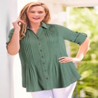 Pintucked Button Down Gauze Shirt image number null