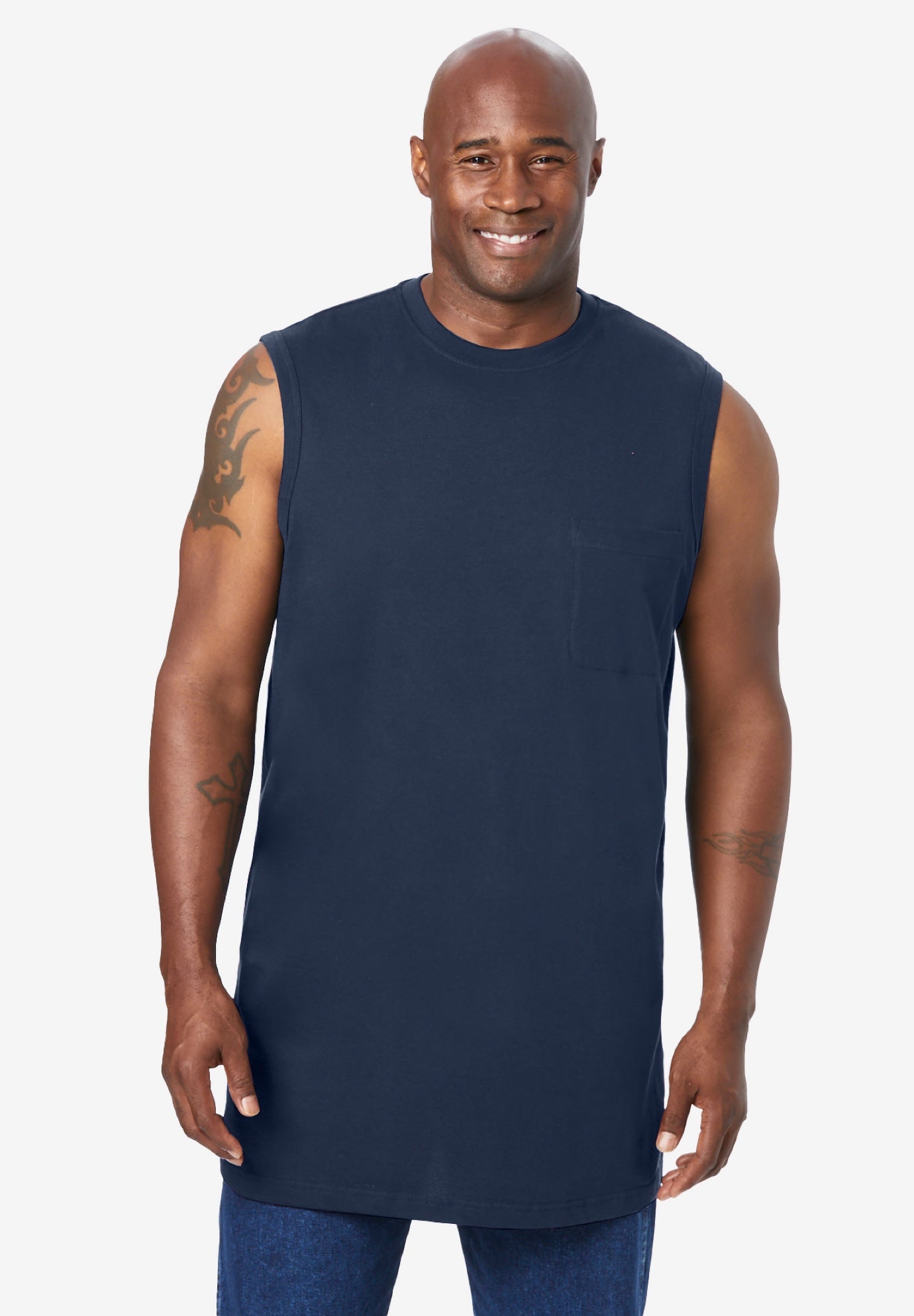 Shrink-Less Longer-Length Lightweight Muscle Pocket Tee image number 3