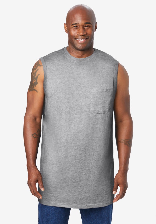 Shrink-Less Longer-Length Lightweight Muscle Pocket Tee image number 2
