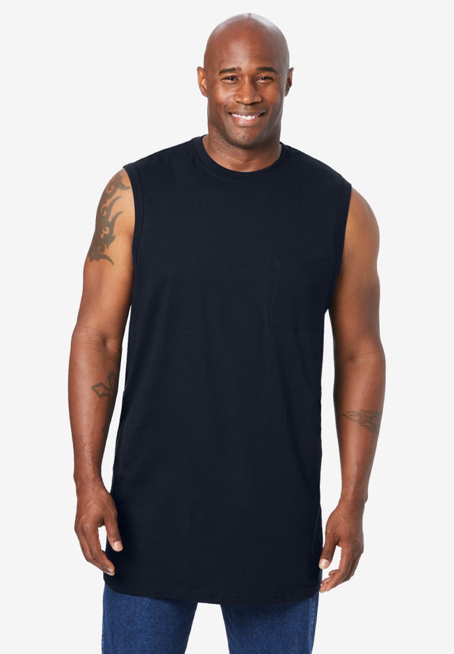 Shrink-Less Longer-Length Lightweight Muscle Pocket Tee image number 0