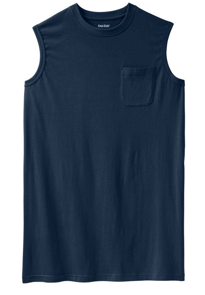 Shrink-Less Longer-Length Lightweight Muscle Pocket Tee image number 0