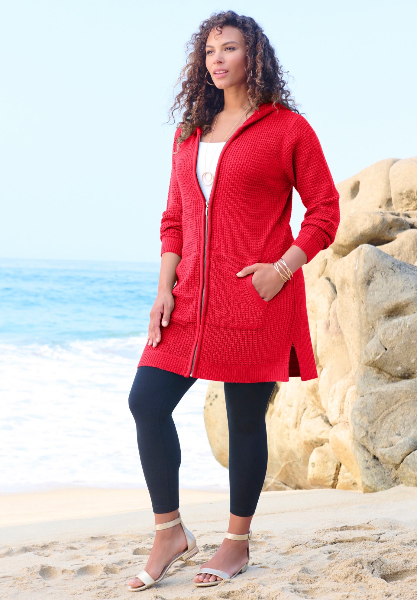 Waffle Mega Length Zip Hoodie image number 0