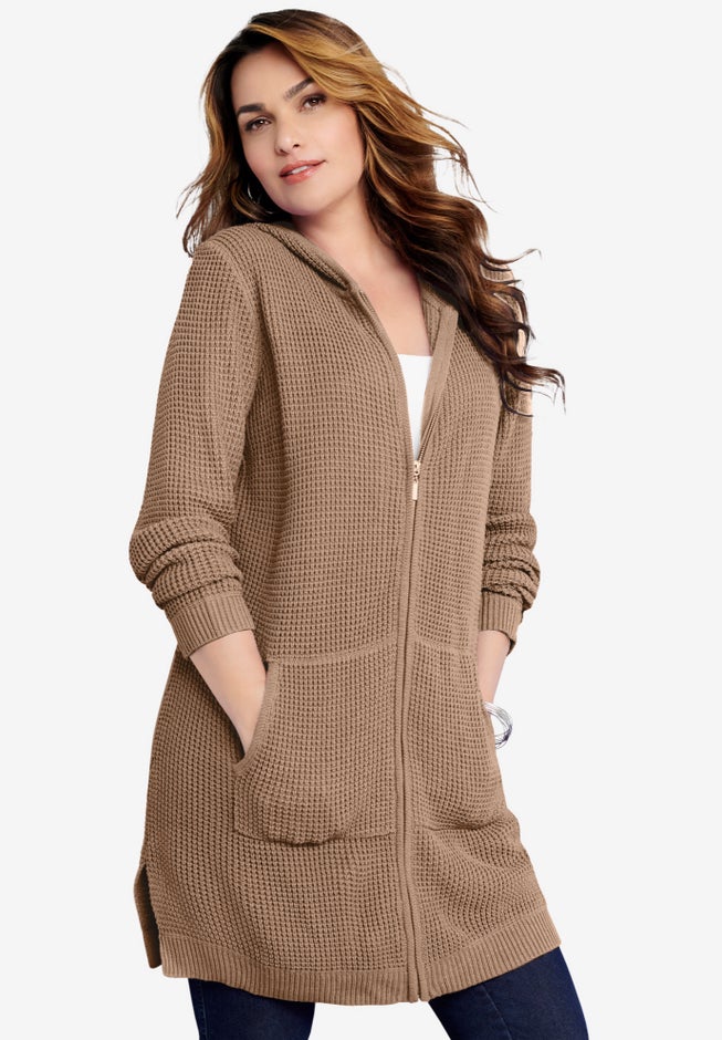 Waffle Mega Length Zip Hoodie image number 0