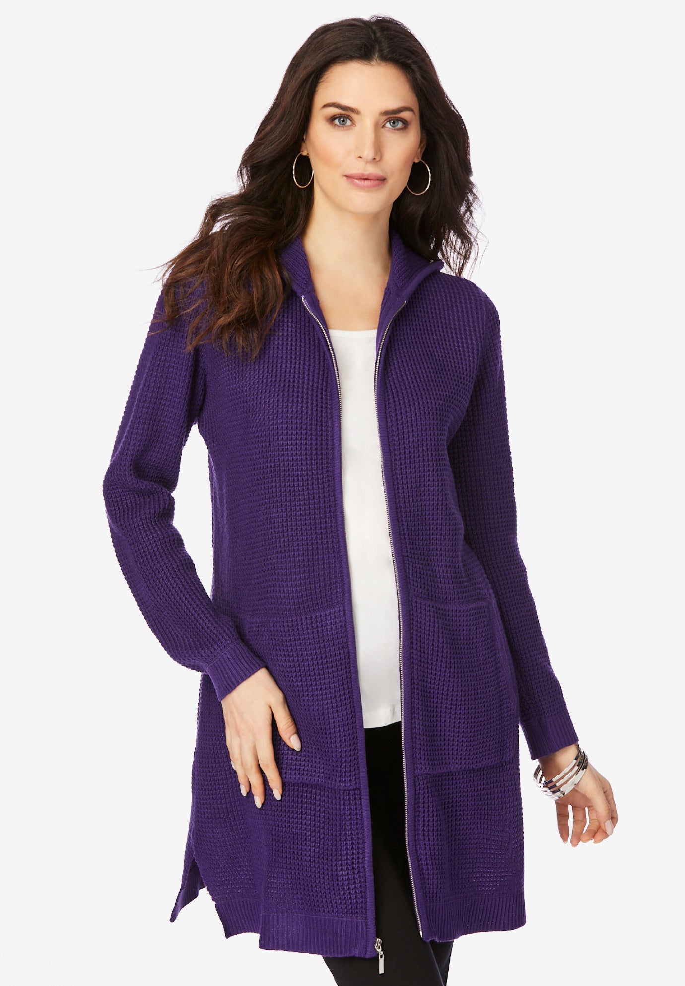 Waffle Mega Length Zip Hoodie image number 1