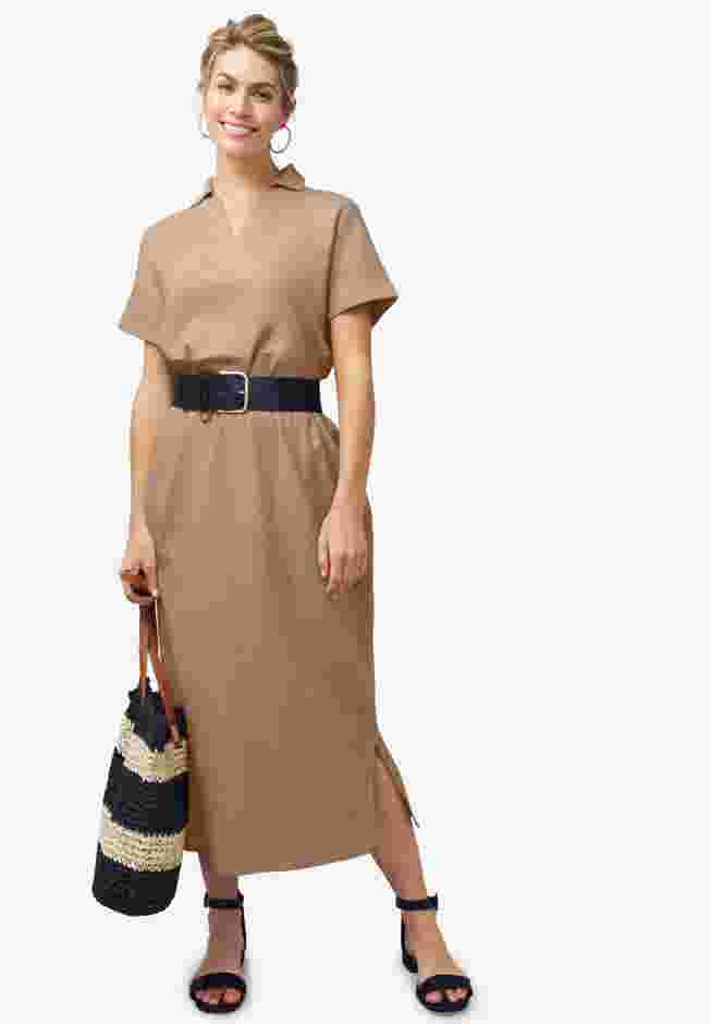 Linen Short Sleeve Maxi Dress image number 1