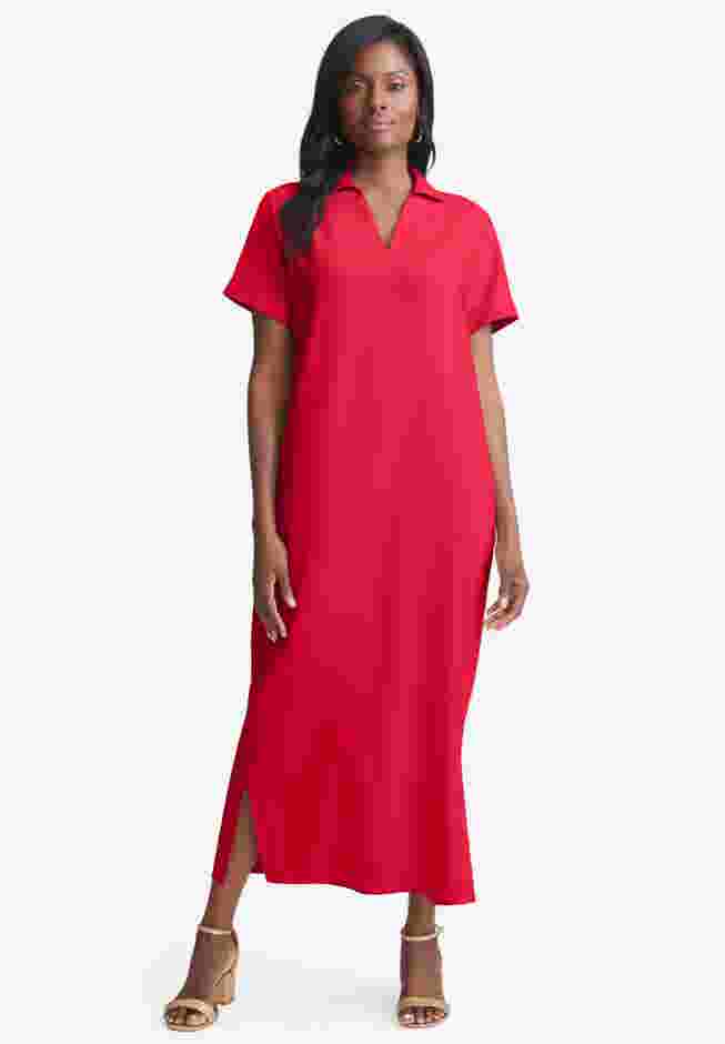 Linen Short Sleeve Maxi Dress image number 0