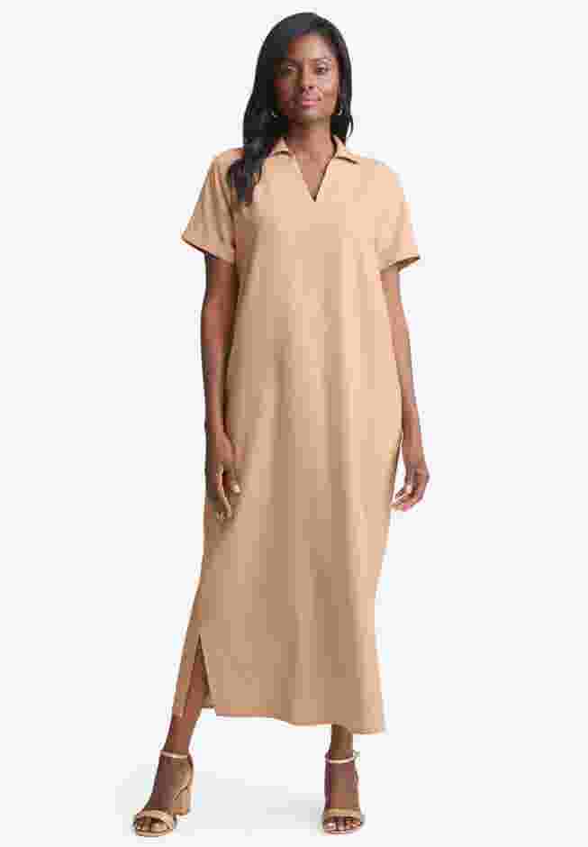 Linen Short Sleeve Maxi Dress image number 0