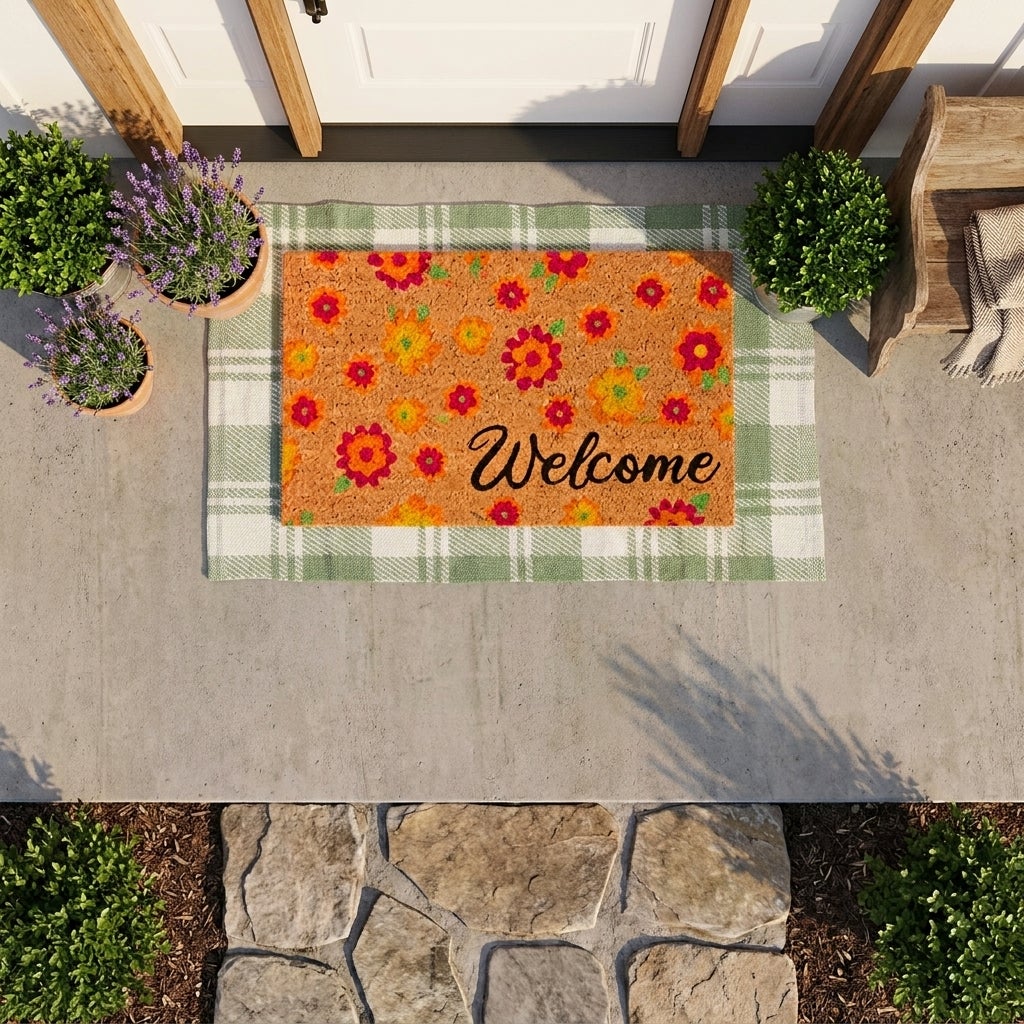 Handwoven Plaid Indoor/Outdoor Layering Rug image number 2