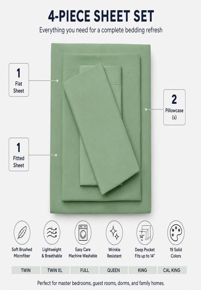 BH Studio Solid Microfiber Sheet Set image number 4