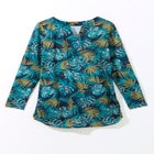 Split-Neck Long Sleeve Swim Tee with Built-In Bra image number null