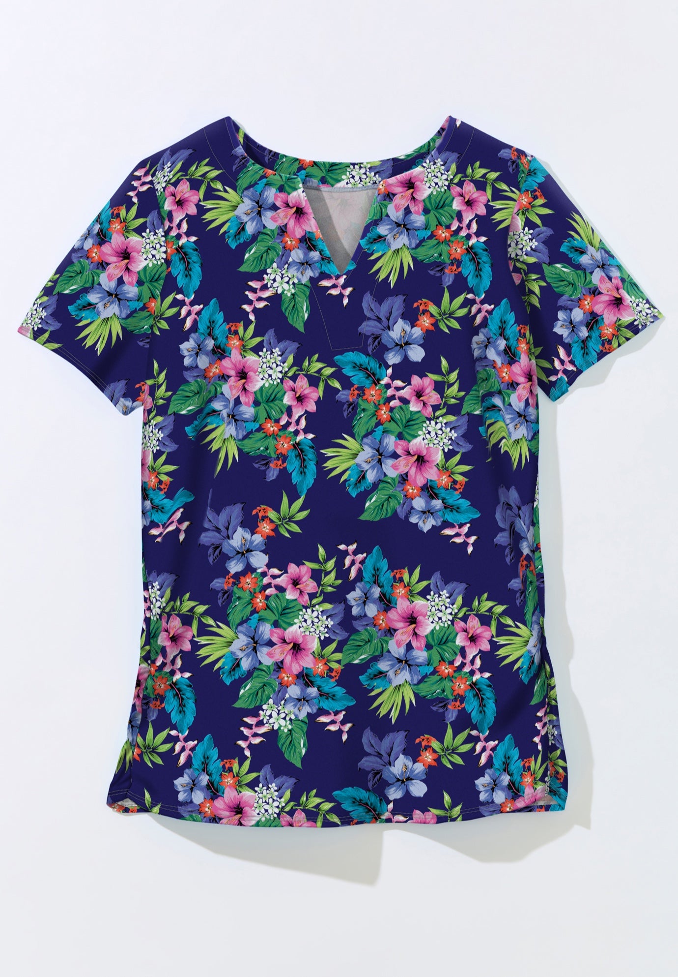 Split-Neck Short Sleeve Swim Tee with Built-In Bra image number 3