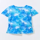 Split-Neck Short Sleeve Swim Tee with Built-In Bra image number null