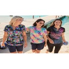 Split-Neck Short Sleeve Swim Tee with Built-In Bra image number null