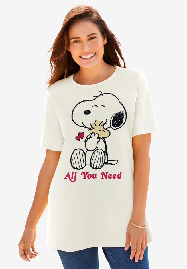 Peanuts Women’s Short Sleeve Valentine’s Day Snoopy Hug image number null