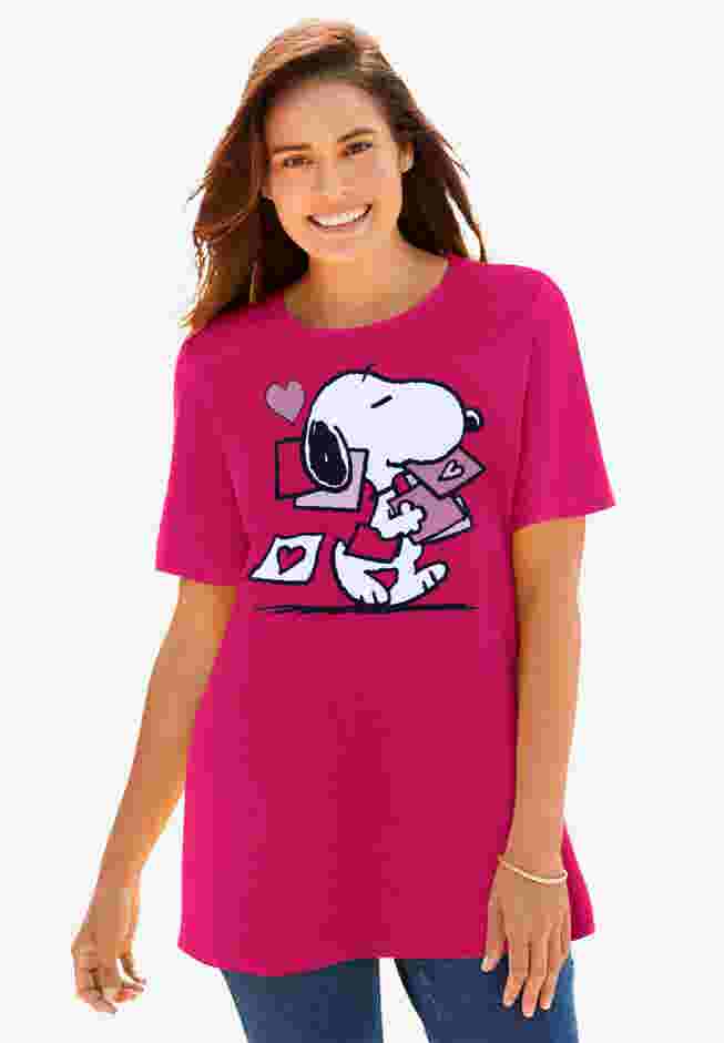 Peanuts Women’s Short Sleeve Valentine’s Day Snoopy image number 0