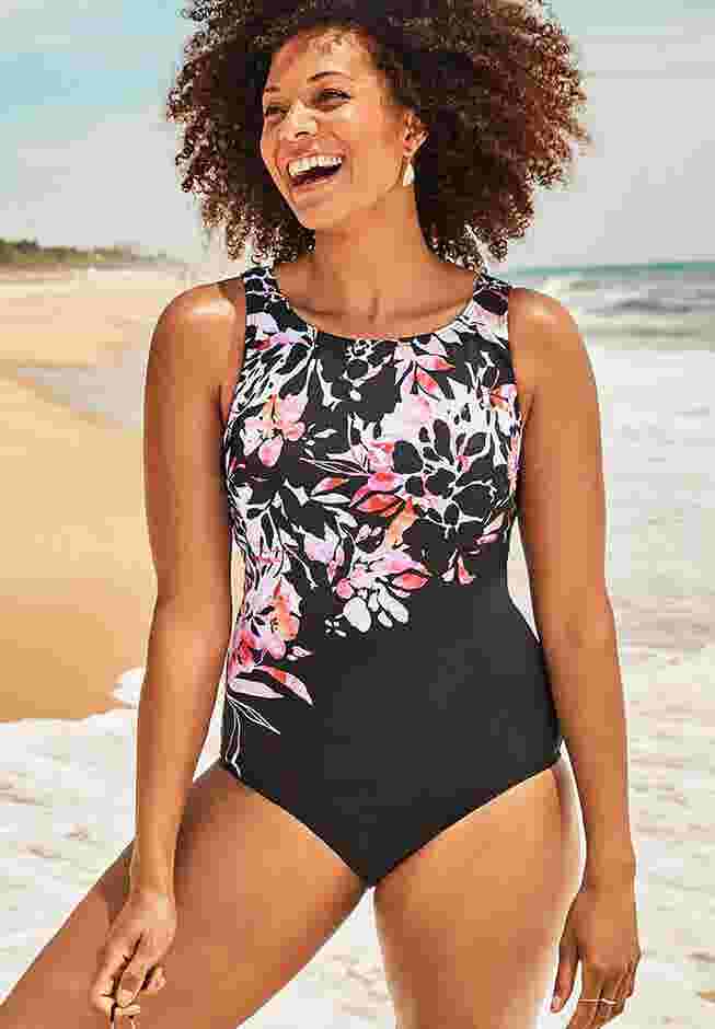 Chlorine Resistant High Neck One Piece Swimsuit image number 0