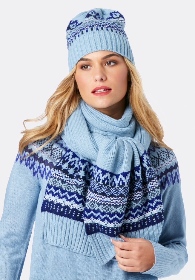 Fair Isle Hat & Scarf Set image number 0