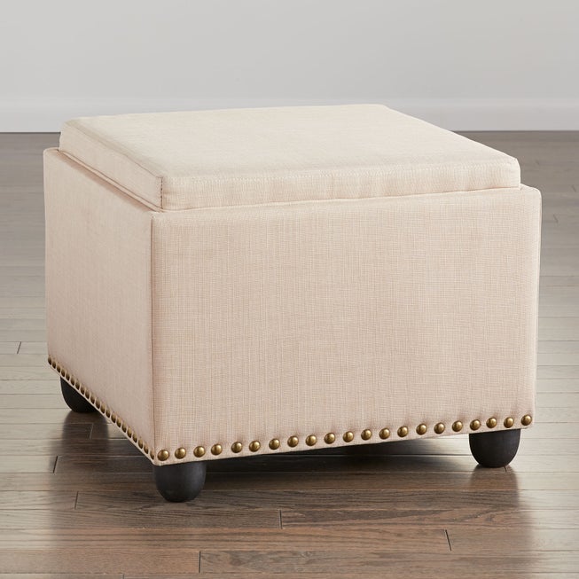 400 lbs. Weight Capacity 22" Square Studded Ottoman image number null