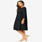 Stretch Knit Three-Quarter Sleeve T-shirt Dress image number null