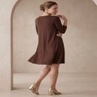 Stretch Knit Three-Quarter Sleeve T-shirt Dress image number 1