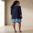 Stretch Knit Three-Quarter Sleeve T-shirt Dress image number null
