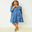 Stretch Knit Three-Quarter Sleeve T-shirt Dress image number null