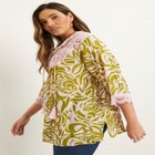 Lace-Trim Crinkle Blouse image number null