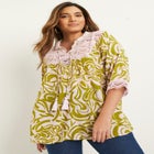 Lace-Trim Crinkle Blouse image number null