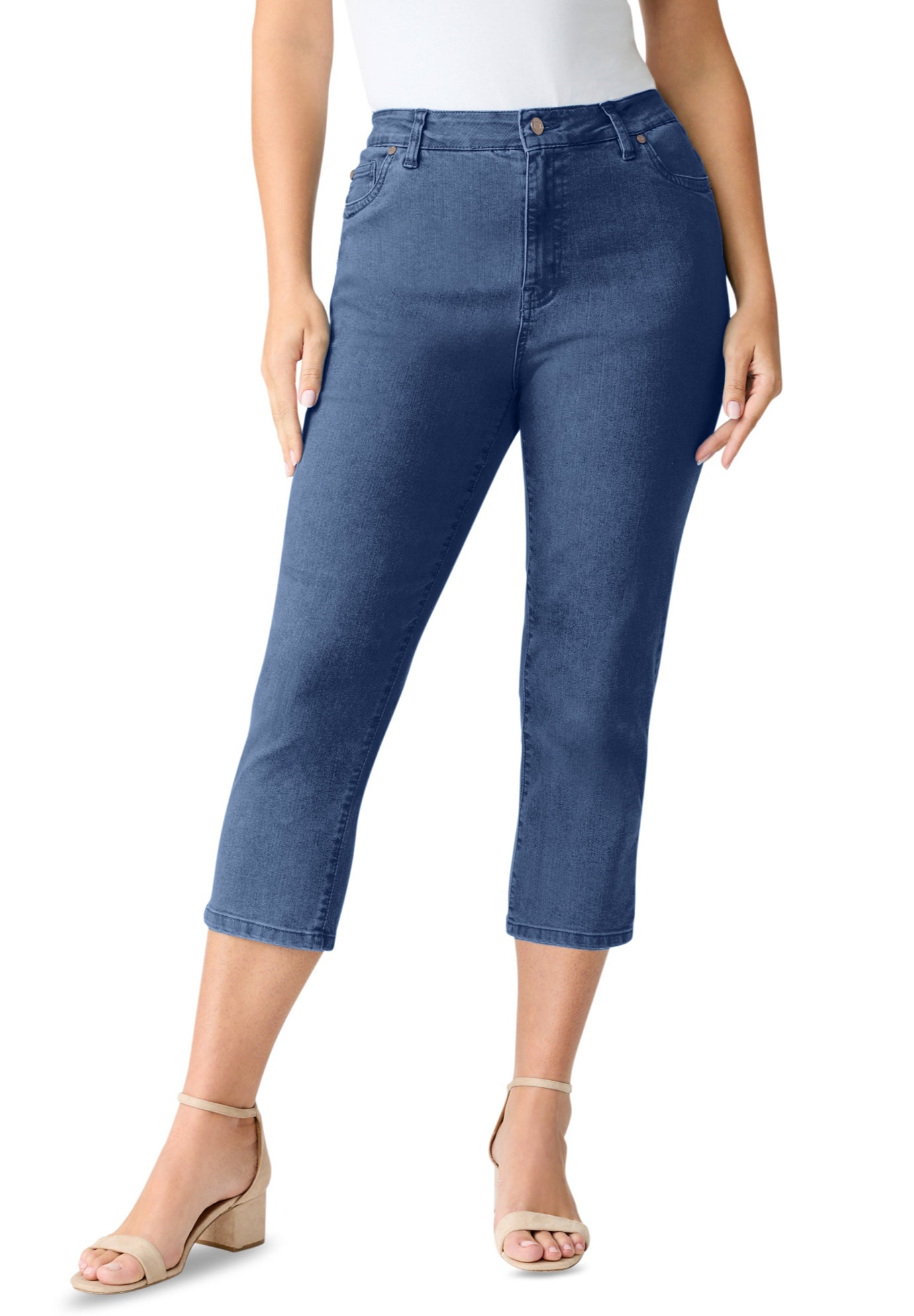 Plus Size Classic Stretch Capri Jean image number 0