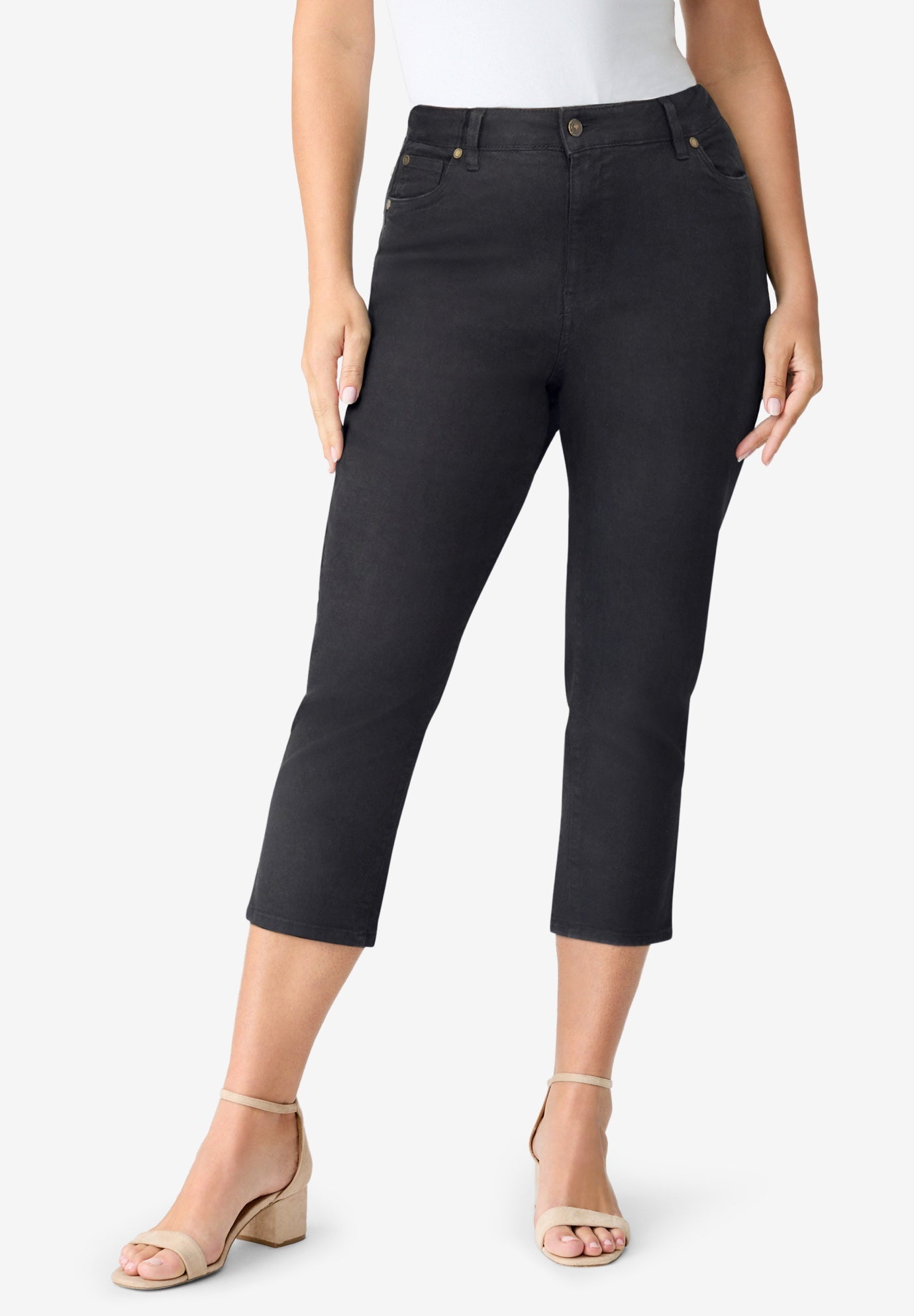 Plus Size Classic Stretch Capri Jean image number 0