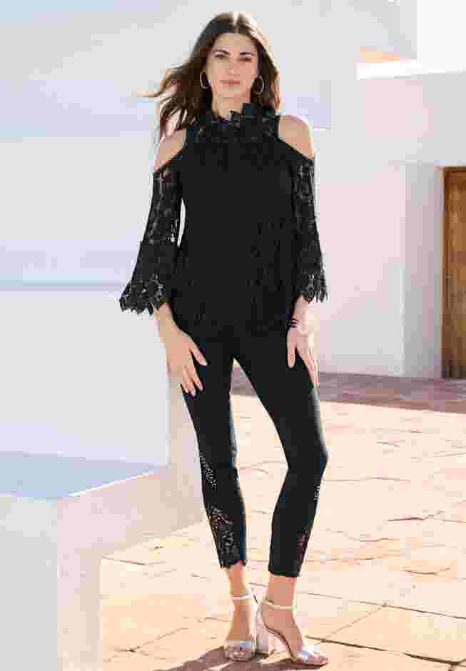 Lace Cold-Shoulder Top image number 0