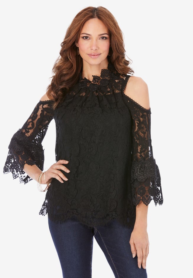 Lace Cold-Shoulder Top image number 1