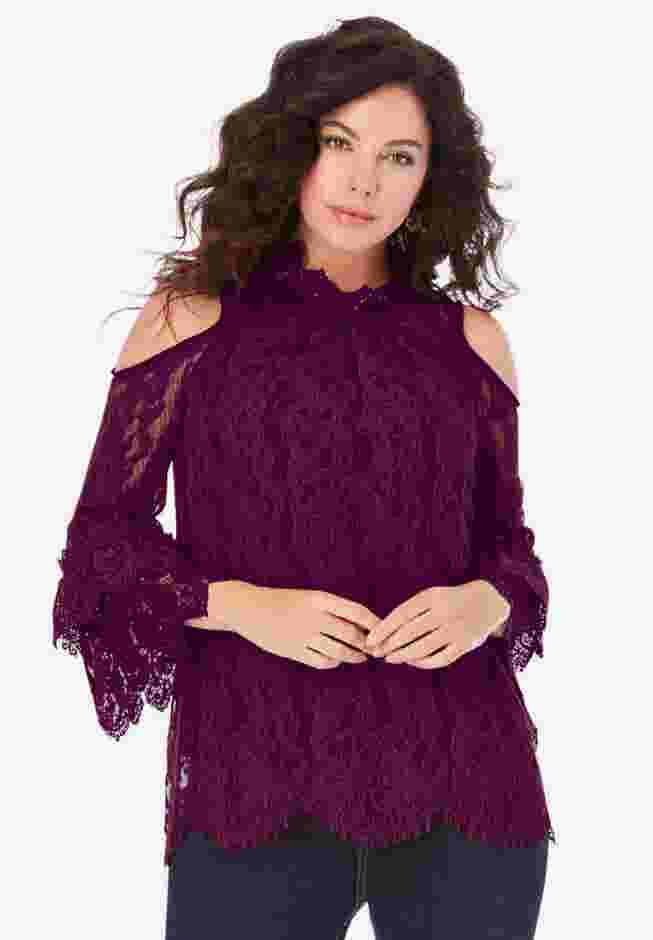 Lace Cold-Shoulder Top image number 0