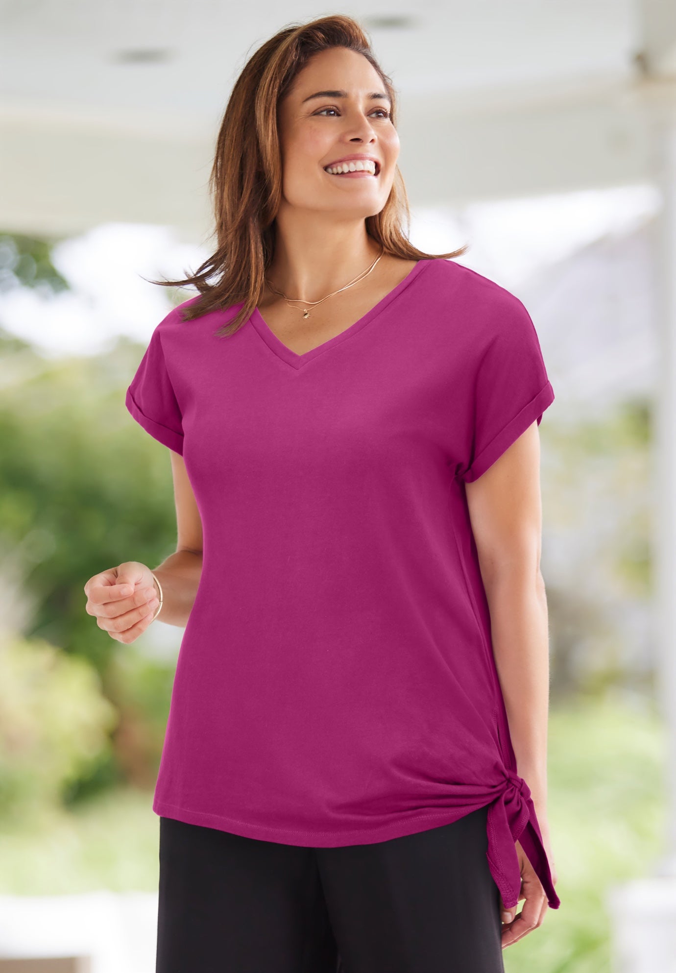 SIDE TIE KNIT TEE image number 0