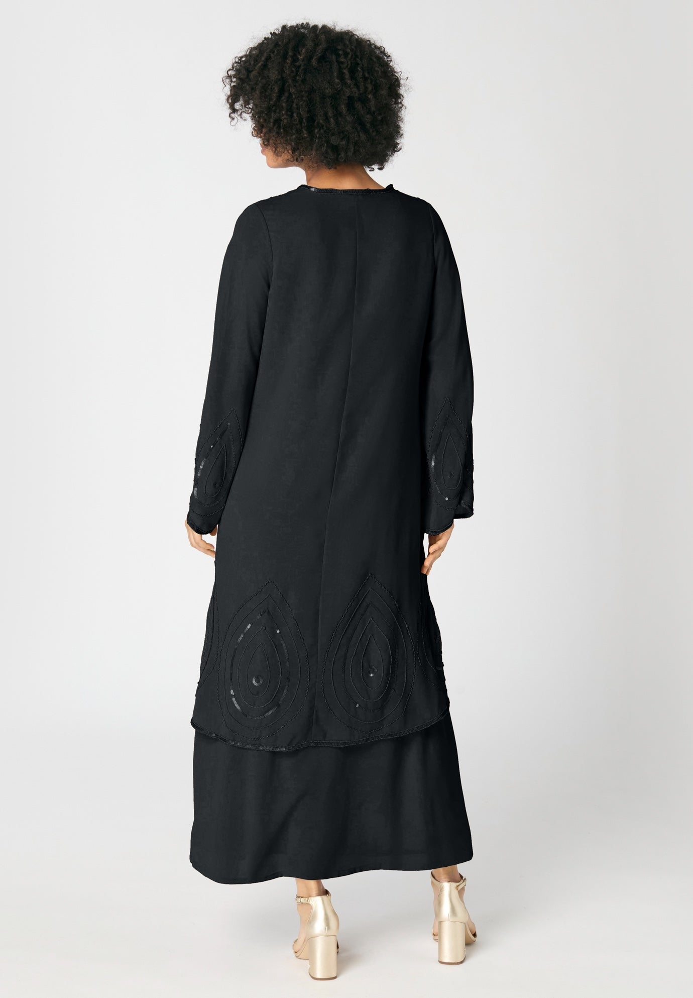 Plus-Size 2 piece Long Sleeve Beaded Georgette Gown Set with Detachable Jacket image number 2