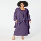 Plus-Size 2 piece Long Sleeve Beaded Georgette Gown Set with Detachable Jacket image number null