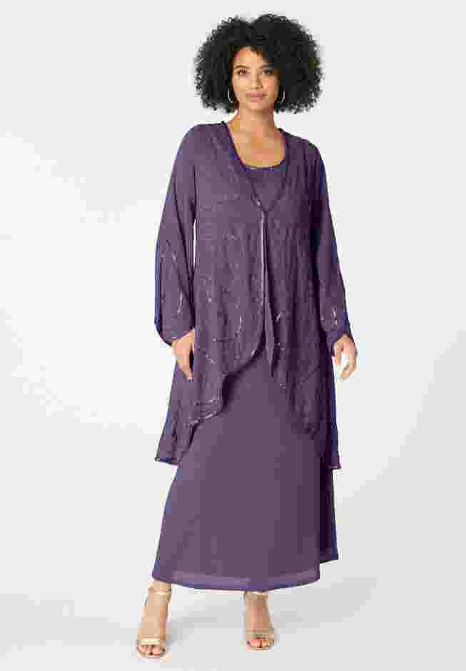 Beaded Dress and Gown Set image number 1