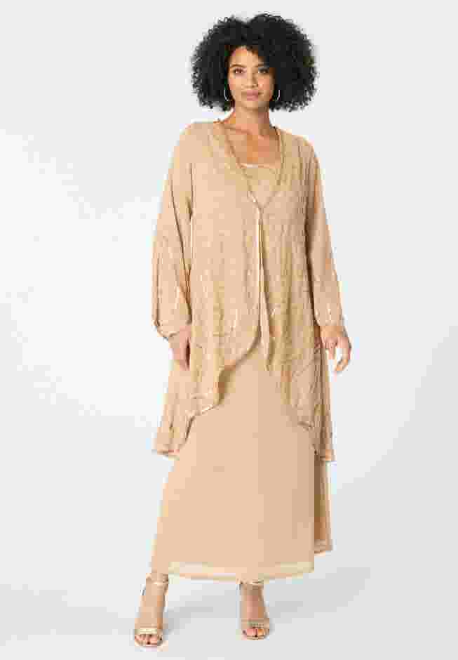 Beaded Dress and Gown Set image number 1