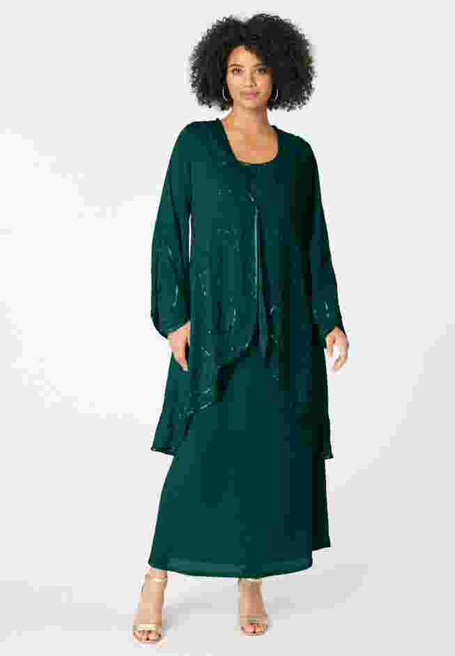 Beaded Dress and Gown Set image number 0