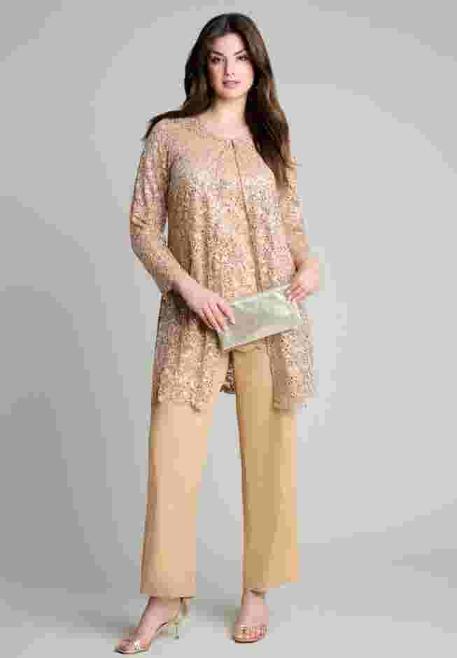 Sequined Lace Jacket Pant Set image number 0
