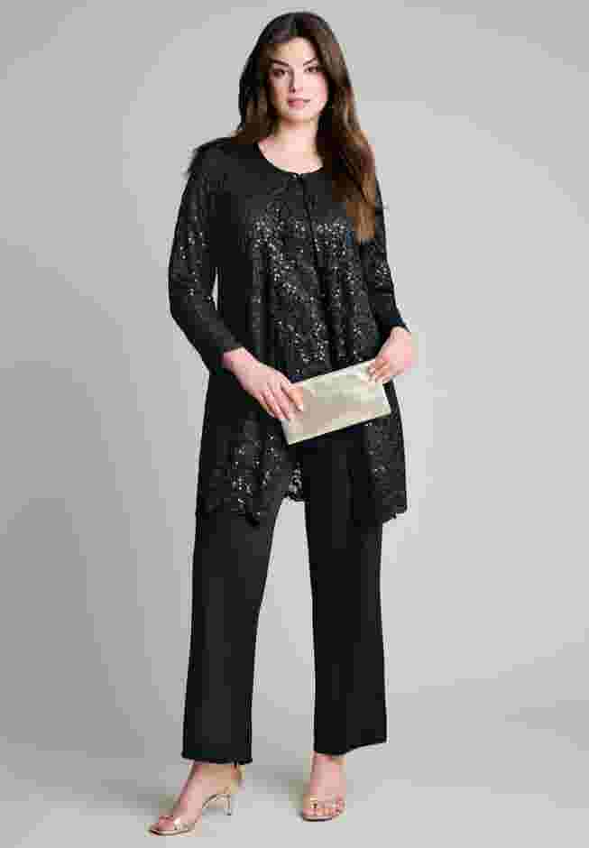 Sequined Lace Jacket Pant Set image number 0