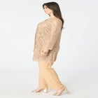 Plus-Size 3 Piece Allover Sequin Lace Jacket and Tank Pant Set image number null