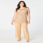 Plus-Size 3 Piece Allover Sequin Lace Jacket and Tank Pant Set image number null