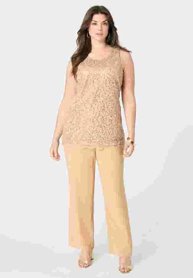 Sequined Lace Jacket Pant Set image number 3