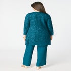 Plus-Size 3 Piece Allover Sequin Lace Jacket and Tank Pant Set image number null