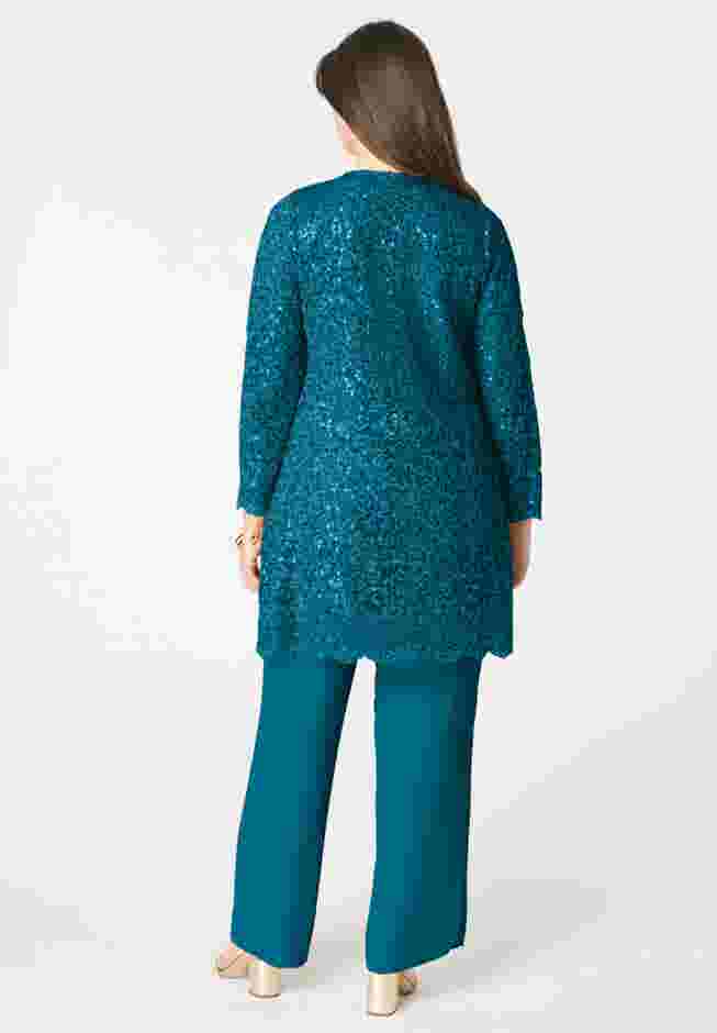 Sequined Lace Jacket Pant Set image number 1