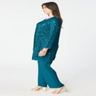 Plus-Size 3 Piece Allover Sequin Lace Jacket and Tank Pant Set image number null