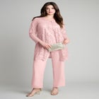 Plus-Size 3 Piece Allover Sequin Lace Jacket and Tank Pant Set image number null