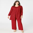 Plus-Size 3 Piece Allover Sequin Lace Jacket and Tank Pant Set image number 0