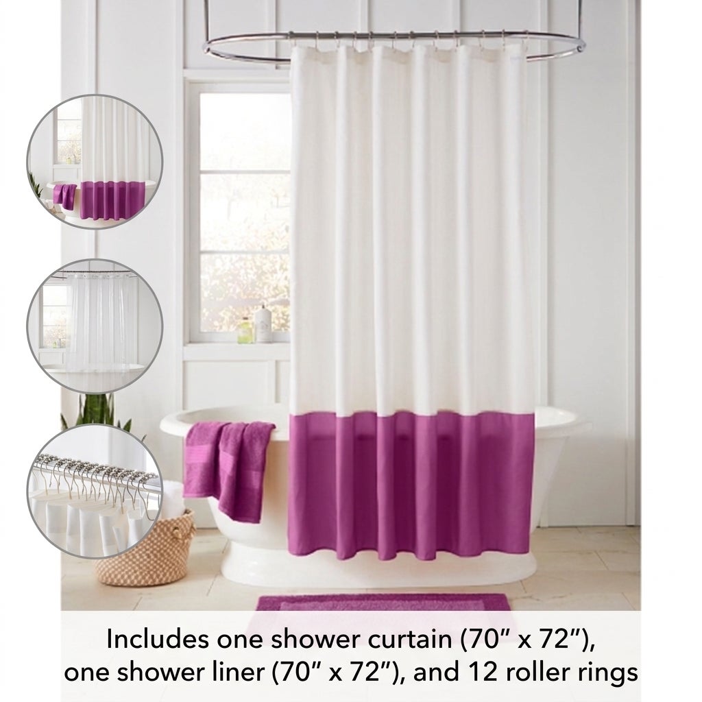 BH Studio Colorblock Shower Curtain 14 pc Set image number 1